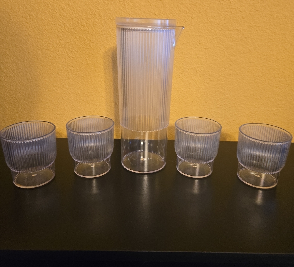 Transparent Ribbed Drinkware Set - Picture 2 of 3